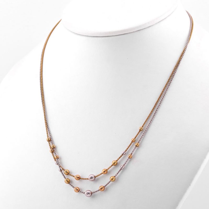 Gargantilla Doble C/borlas 14k 5.7g