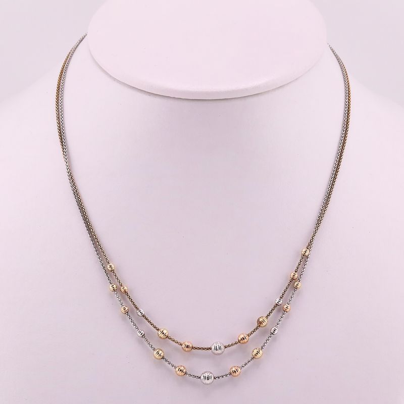 Gargantilla Doble C/borlas 14k 5.7g