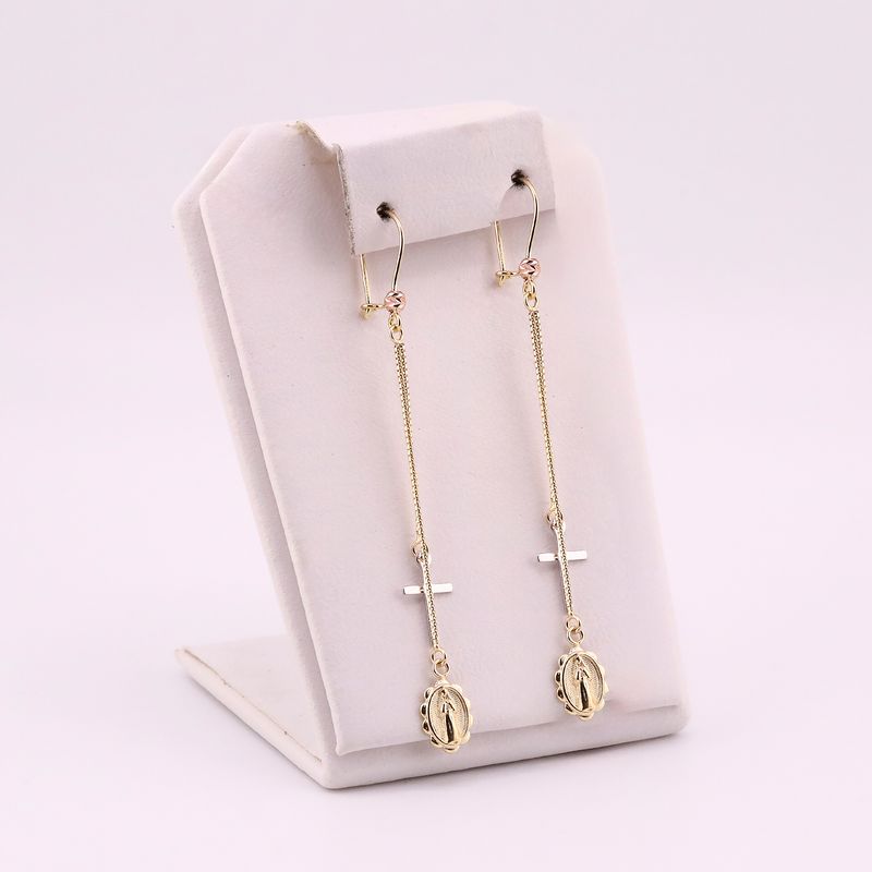 Aretes Lkargos Virgen 14k 2.3g