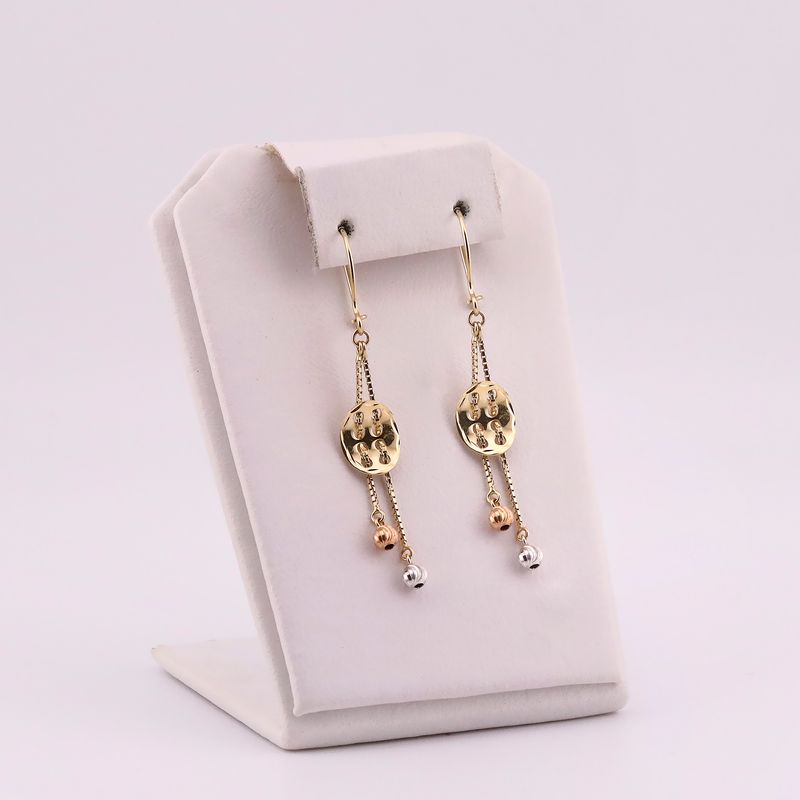 Aretes Largos/ovalos C/borlas 14k 2.1g