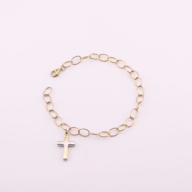 Pulso Eslabones C / Cruz 14k 3.4g 18 Cm