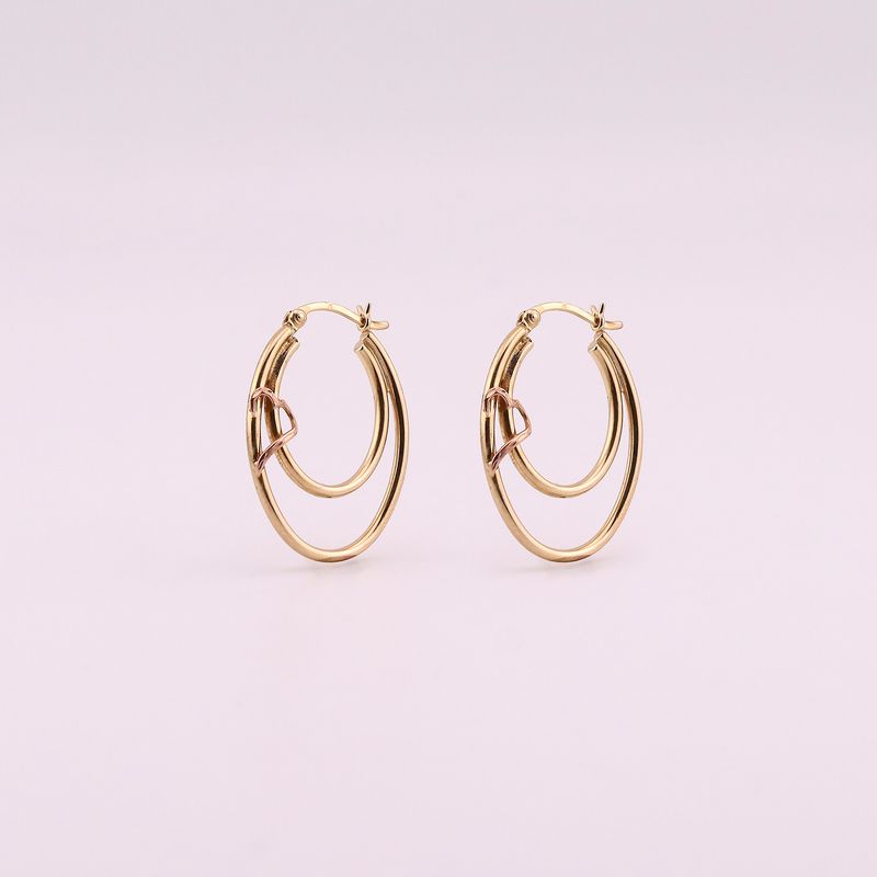 Arracadas Dobles Corazon  14k 2.7g