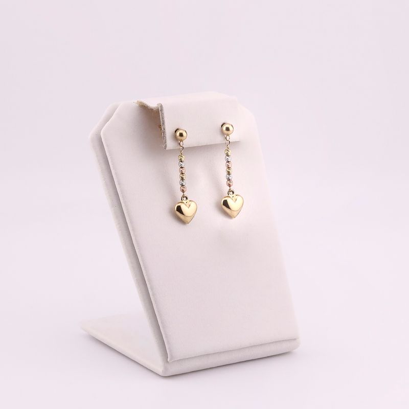 Aretes Largos Corazon 14k 1.7g