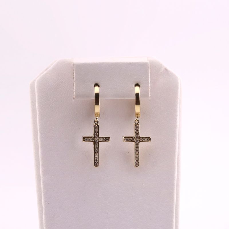 Aretes Huggies Cruz C/p  14k 3.1g