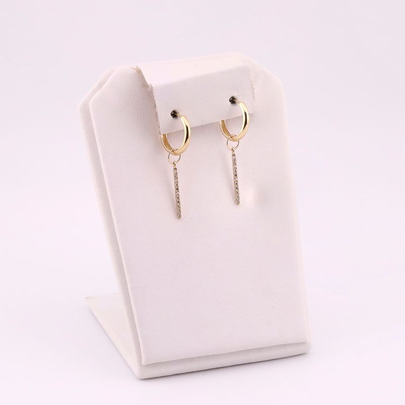 Aretes Huggies C/barra C/p 14k 1.3g