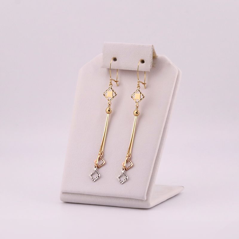 Aretes Largos Rombos Tonos 14k 2g
