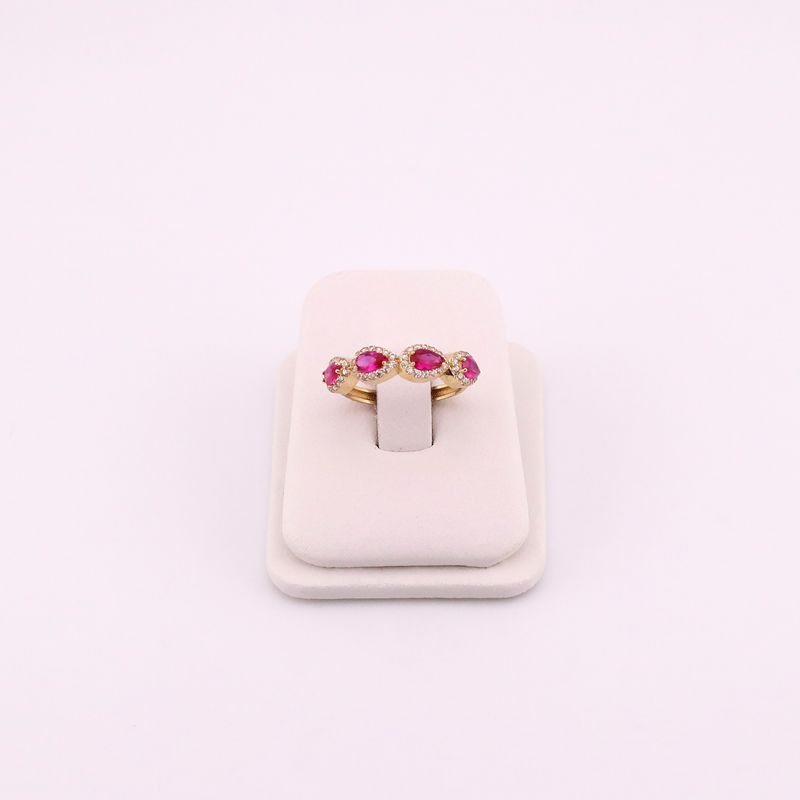 Anillo 3 Pidras Fucsia 14k 2.1g #7