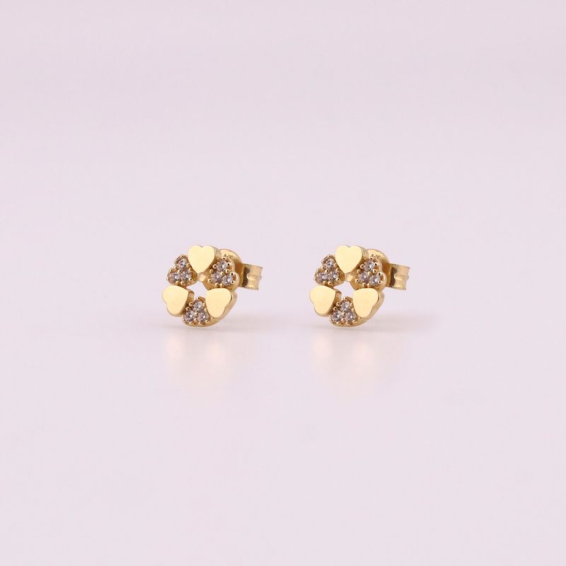 Aretes Corazones C/p 14k 1.2g