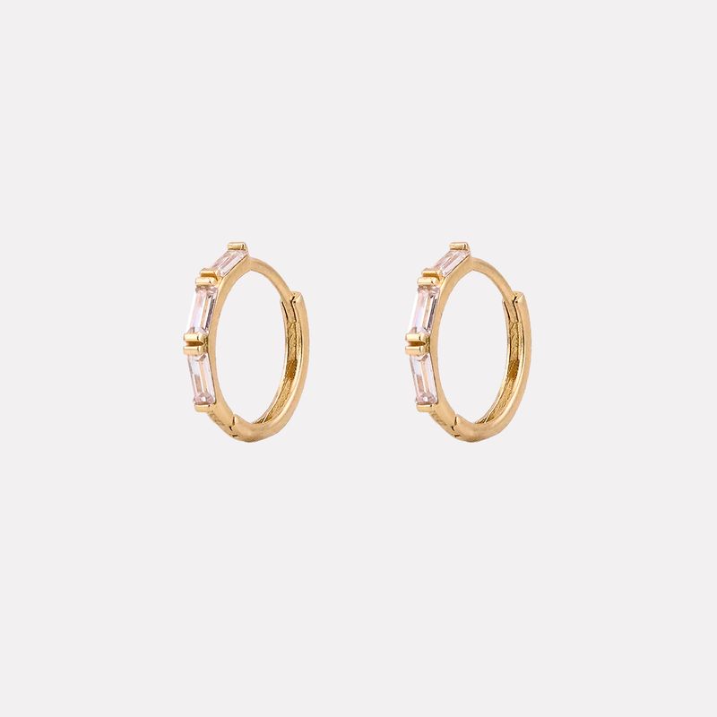 Aretes Huggie C/p Baguette 14k 1.7g