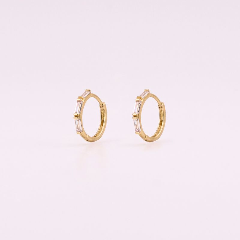 Aretes Huggie C/p Baguette 14k 1.7g