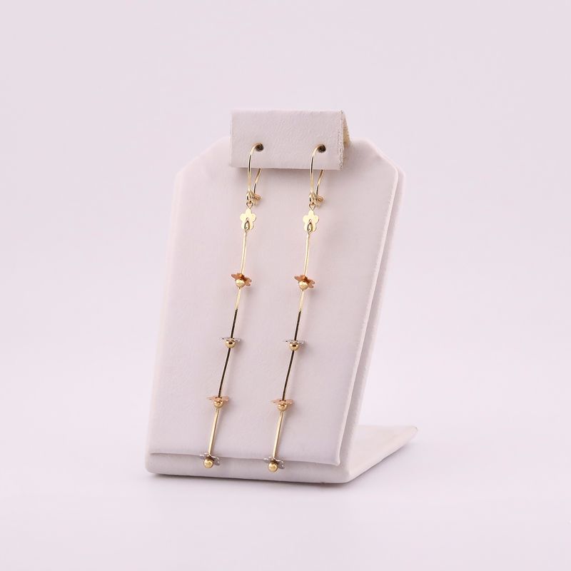 Aretes Largos Flores Tonos 14k 2.1g