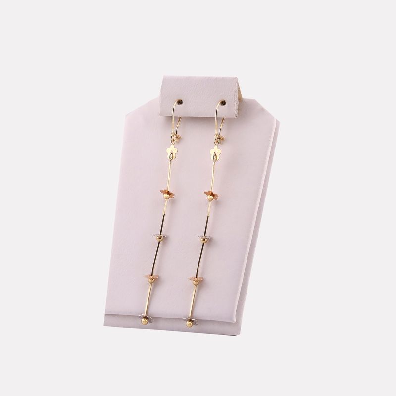 Aretes Largos Flores Tonos 14k 2.1g