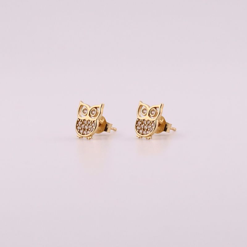 Aretes Buho C/p Bca 14k 1.5g