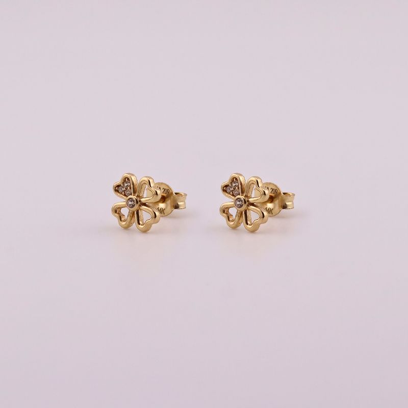 Aretes Silueta Trebol C/p 14k 1.6g