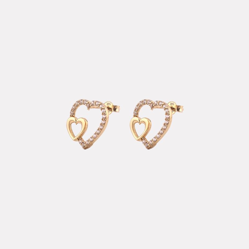 Aretes Corazon C/p 14k 1.6g