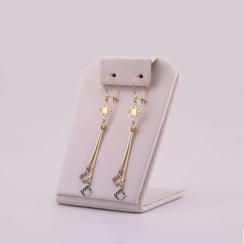 Aretes Largos Rombos Tonos 14k 2g