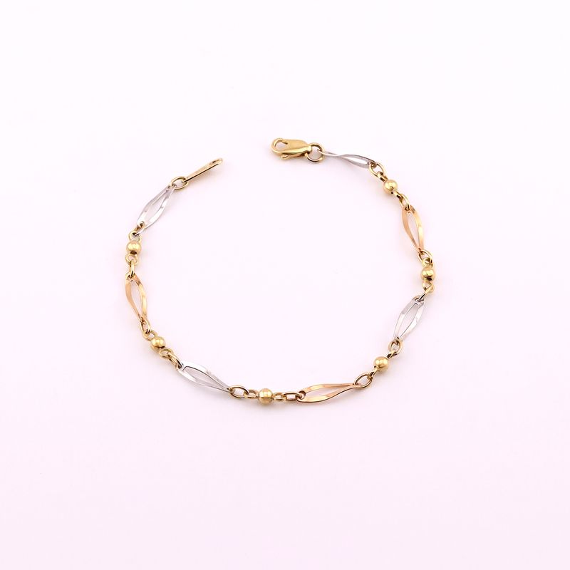 Pulsera Ovalos Tns C/borla 14k 2.9g 18cm