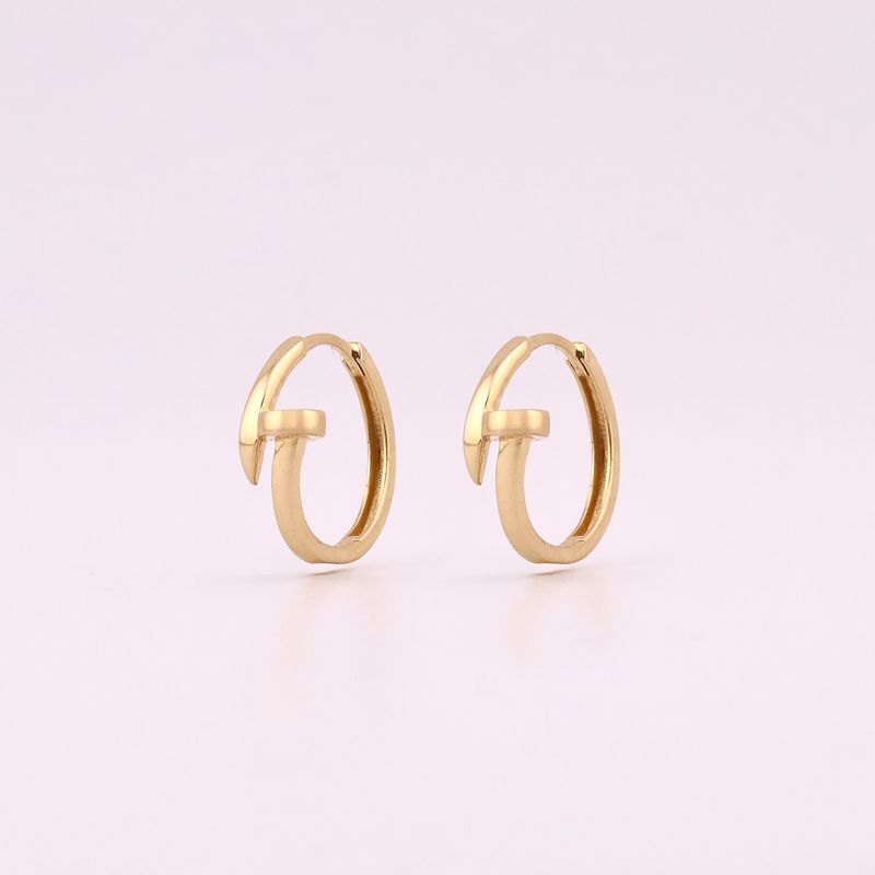 Aretes Huggies Tornillo Liso 14k 3.3g