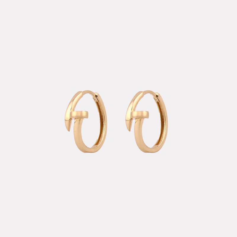 Aretes Huggies Tornillo Liso 14k 3.3g