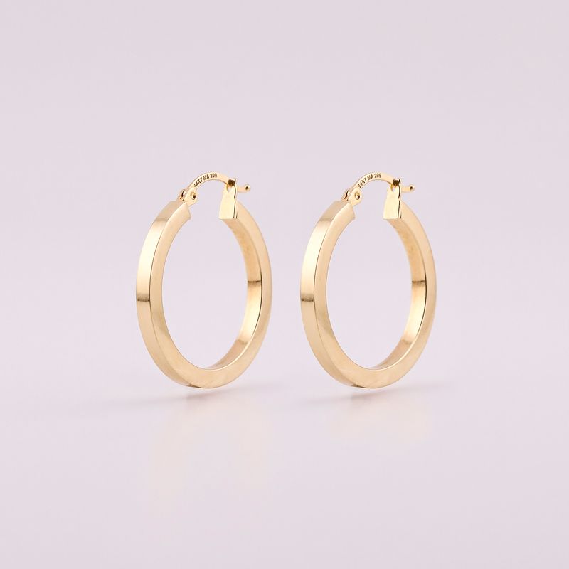 Arracadas Tubo Cuadro 14k 2.6g