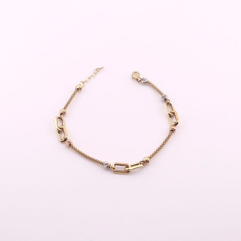 Pulsera Eslabones Borlas Mix. 14k 3.7g 18cm