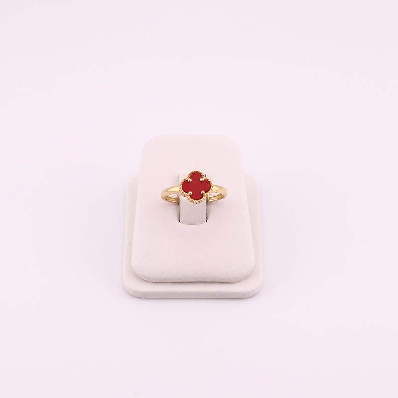 Anillo Trebol C/p Roja 14k 1.8g #6.5
