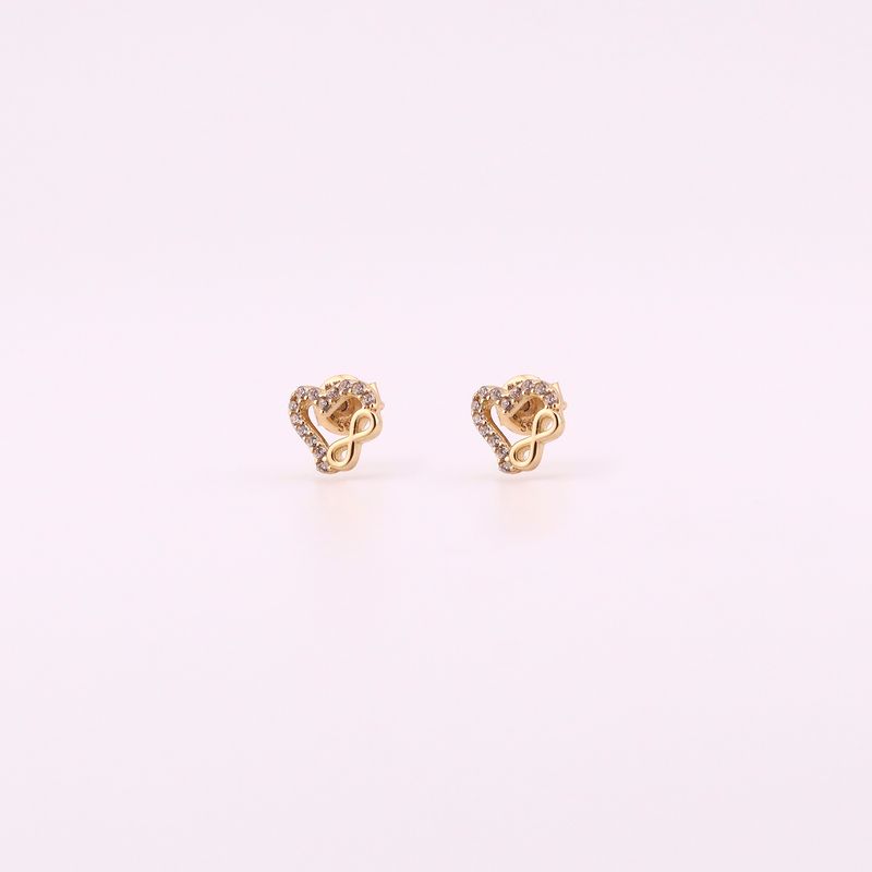 Aretes Corazon Infinito C/p 14k 1.2g