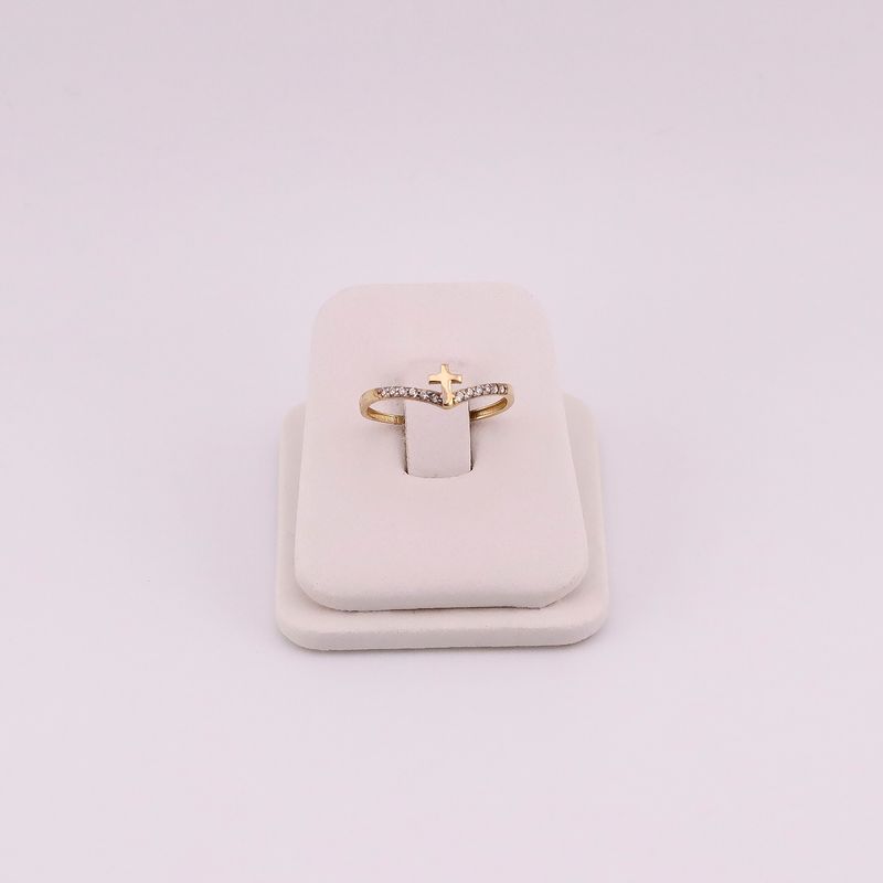 Anillo Cruz Base C/p Bca 14k  0.g8 #6.5
