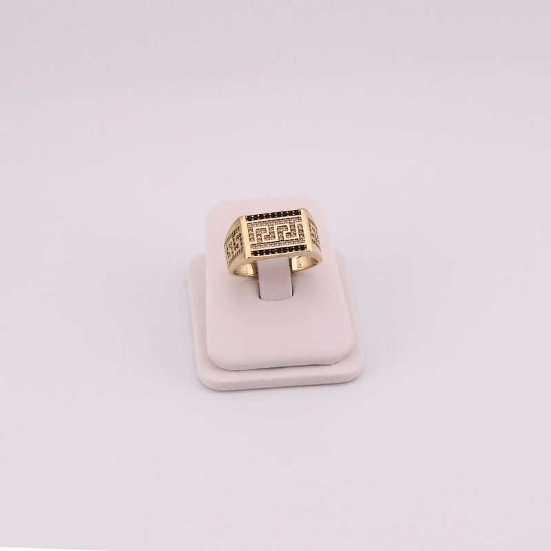 Anillo Griego C/p Negra 14k 6.7g #11