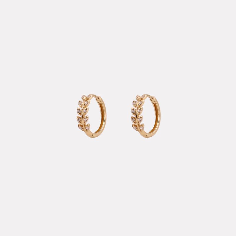 Aretes Hojas C/p Bca 14k 2.2g