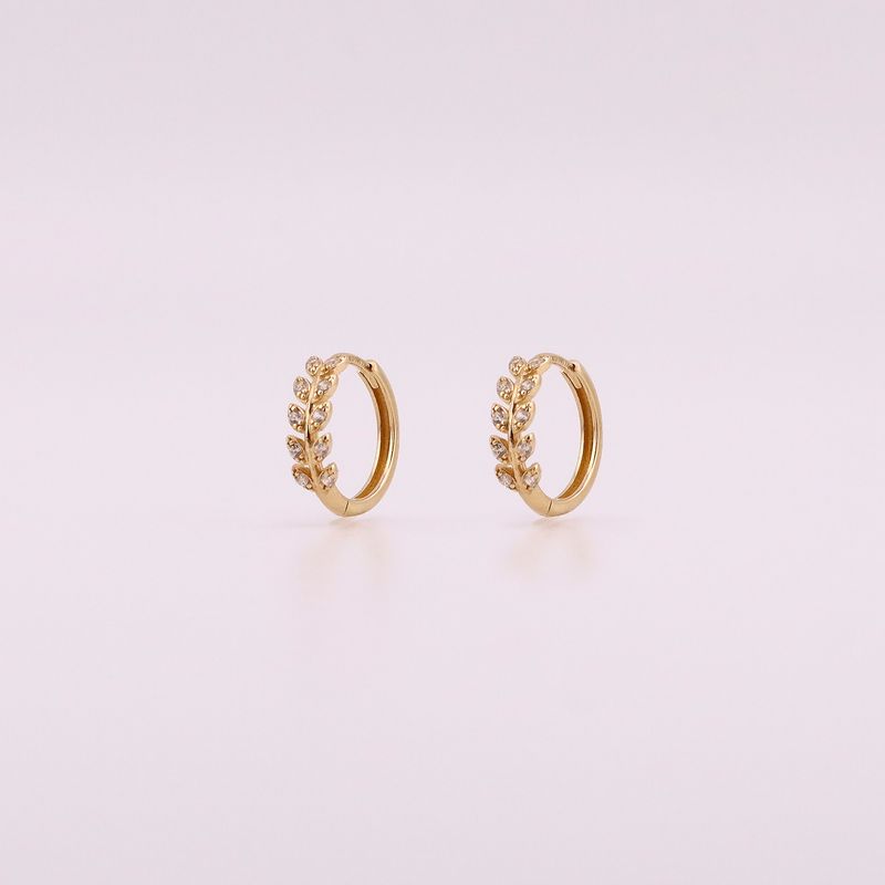 Aretes Hojas C/p Bca 14k 2.2g