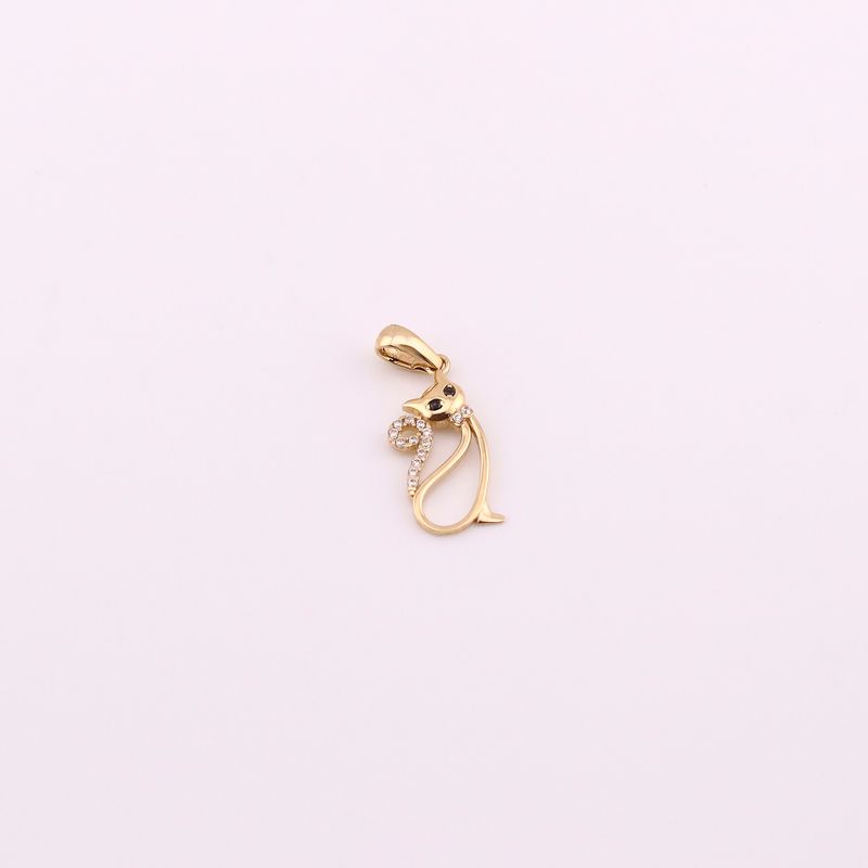 Dije Gatita Ojitos Negros C/p 14k 1.2g