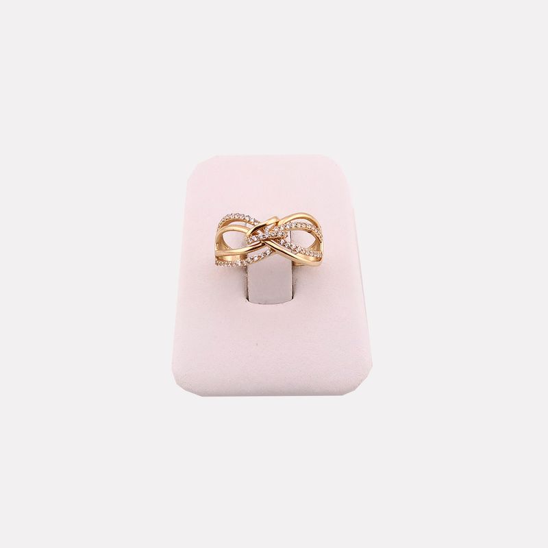 Anillo Lineas/nudo C/p Bca 14k 2.5g #6