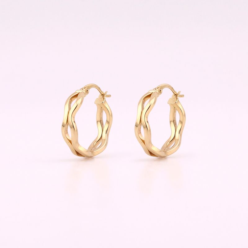 Arracadas Ondas Dobles 14k 2.1g