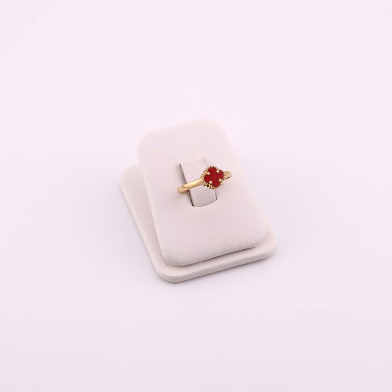 Anillo Trebol C/p Roja 14k 1.2g #6