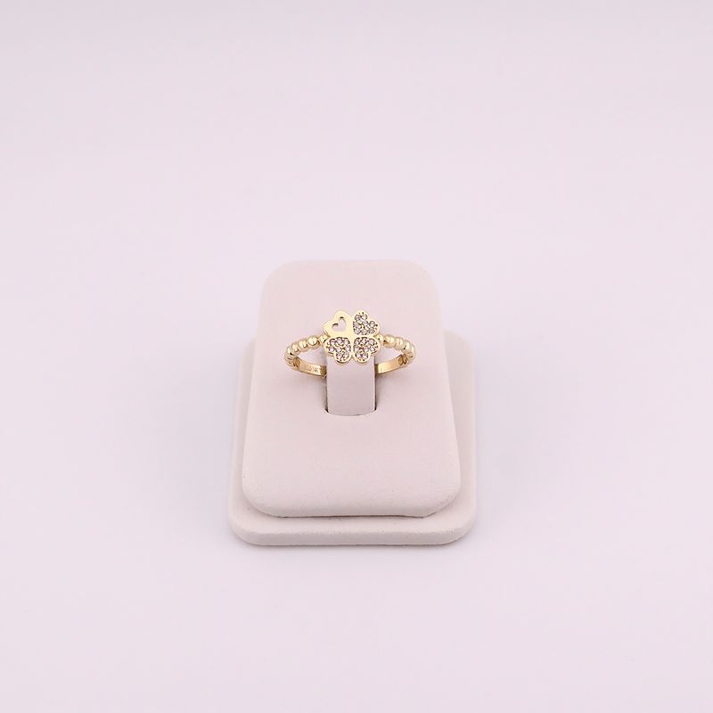Anillo Trebol Liso C/p 14k 1.8g #9