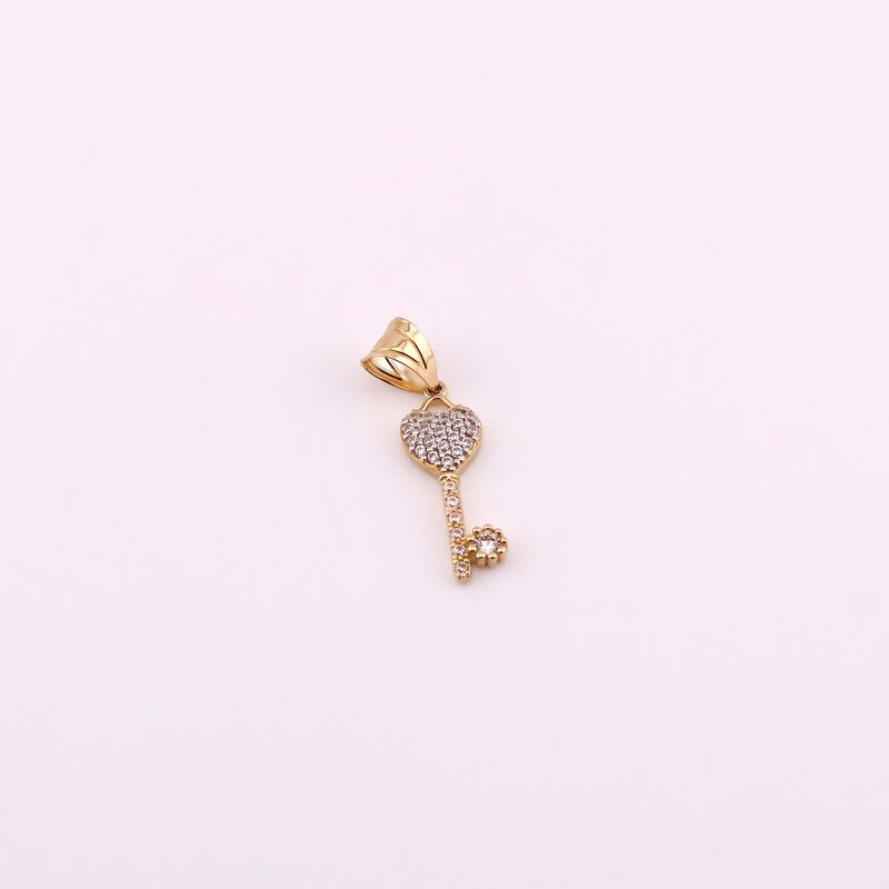 Dije Llave Con Piedra 14k 1.3g