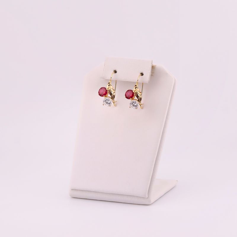 Aretes C/p Roja /bca 14k 3.4g
