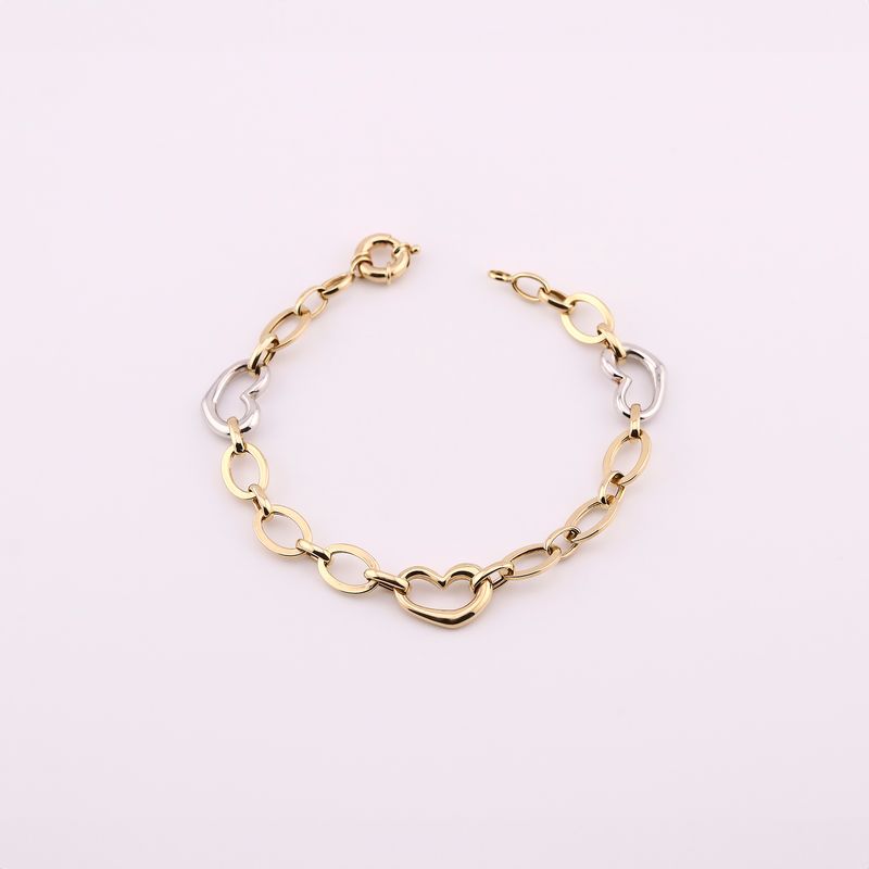 Pulso Ovalo Corazones 14k 6.9g 18cm