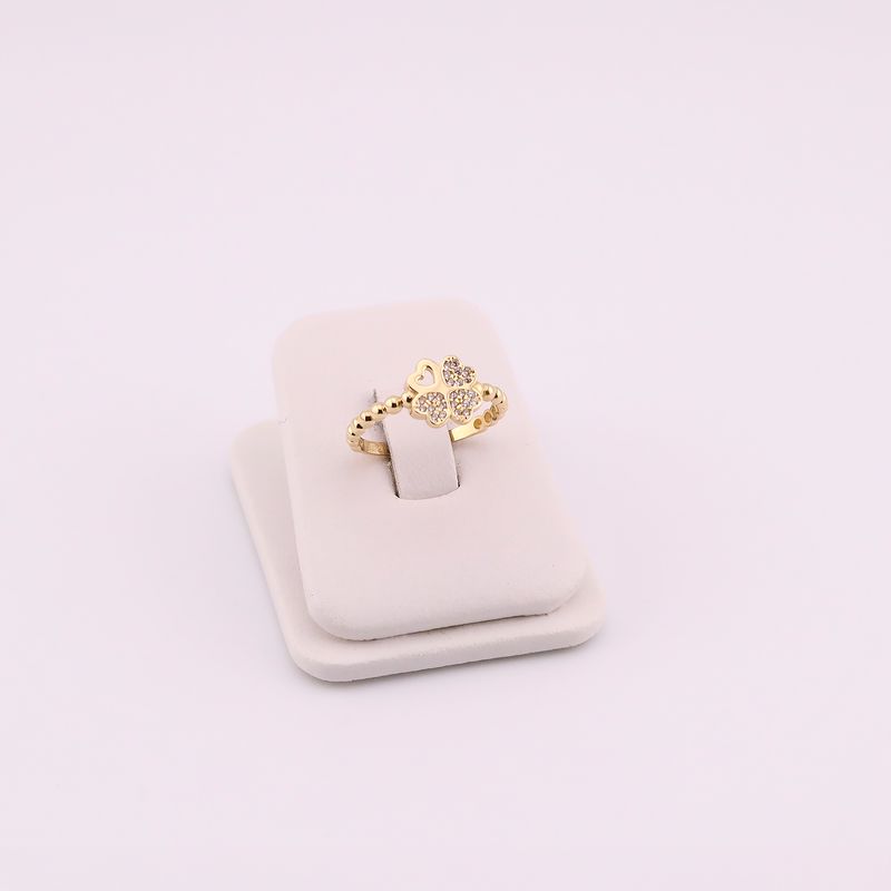 Anillo Trebol Liso C/p 14k 1.8g #8
