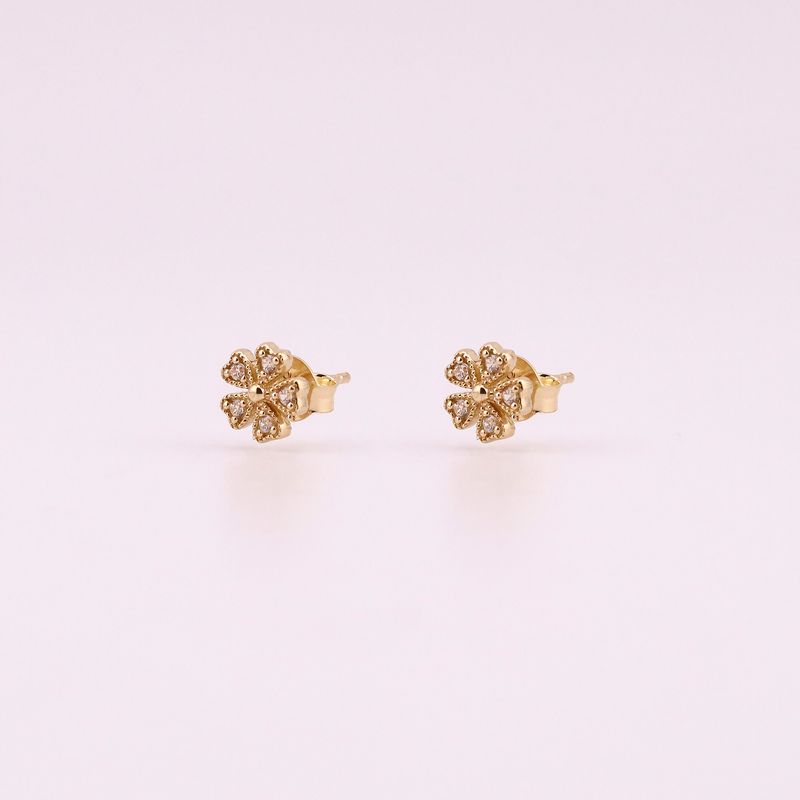 Aretes Flor C/p 14k 1.4g