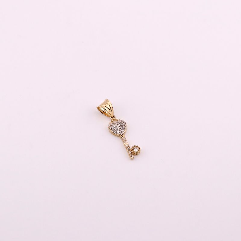 Dije Llave Con Piedra 14k 1.3g