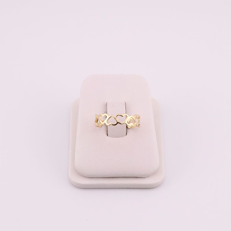 Anillo Corazones Liso 14k 1g #7.5