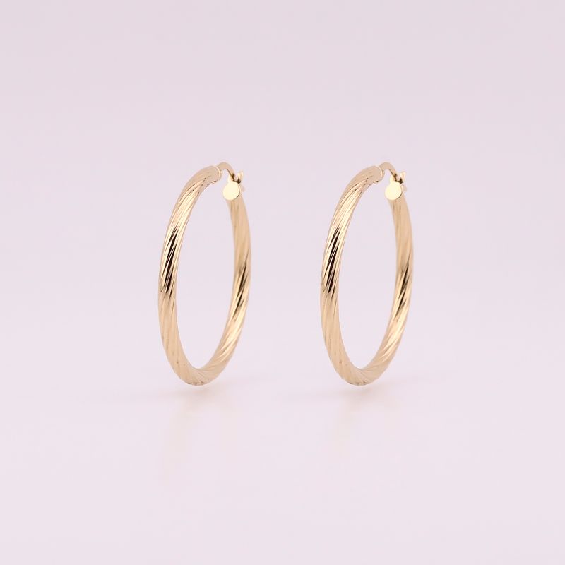 Arracadas Grabadas Torcidas 14k 2.1g