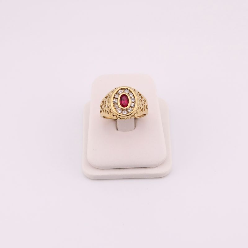 Anillo C/p Roja 14k 6.8g #8.5