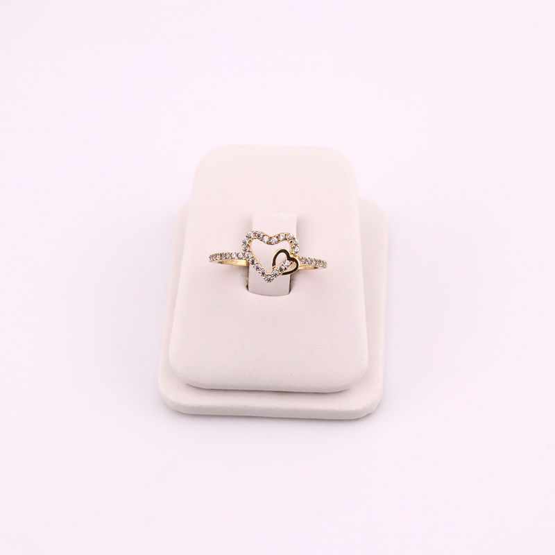 Anillo Doble Corazon C/p 14k 1.5g #8
