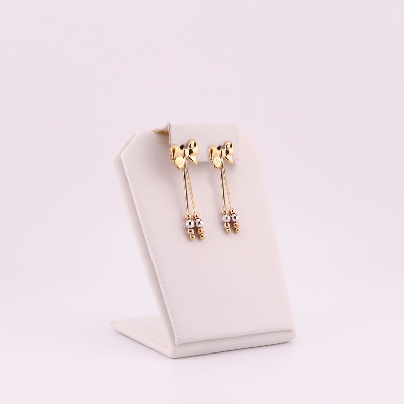 Aretes Moño C/borlas 14k 3.4g