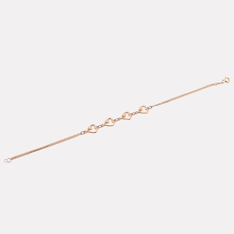 Pulsera Corazones 14K 2.5g 18 Cm