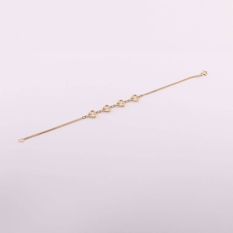 Pulsera Corazones  14k 2.5g 18 Cm