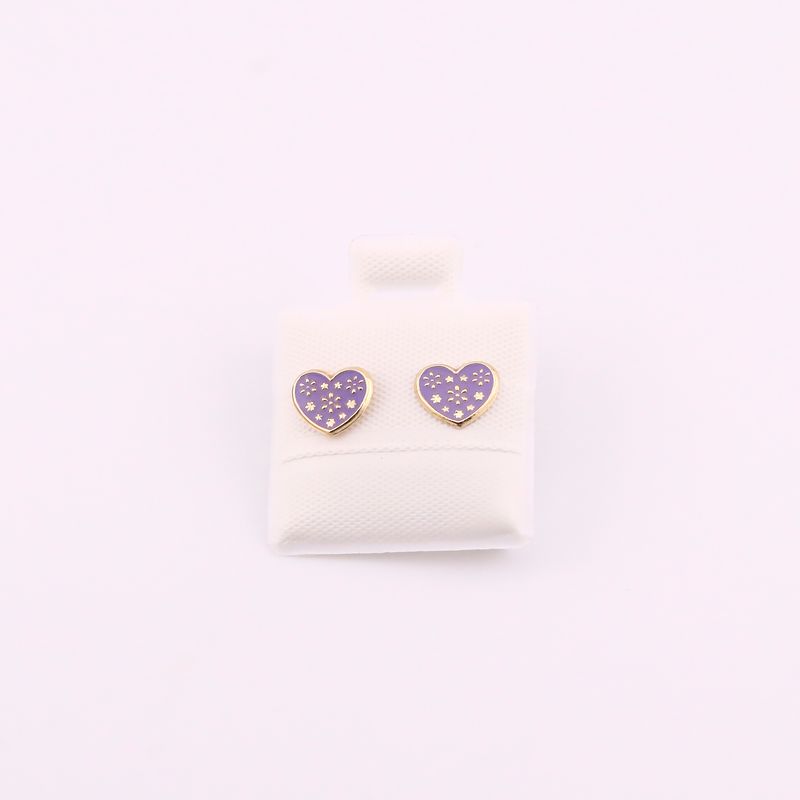 Broqueles Flor Esmaltado 10k 0.2g